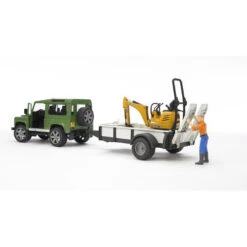 Land Rover Defender With Trailer, JCB Excavator And Man-Bruder Toys