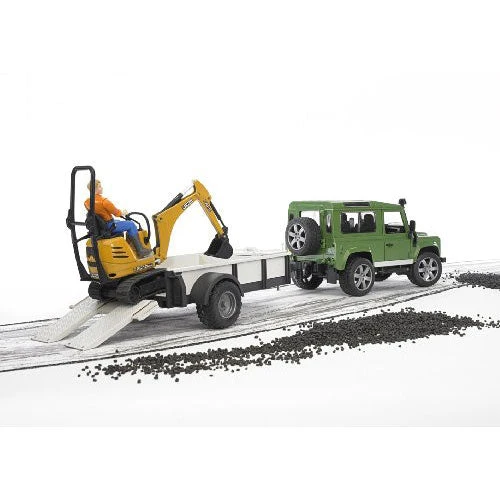 Land Rover Defender with trailer, JCB excavator and man-Bruder Toys Land Rover Defender With Trailer, JCB Excavator And Man-Bruder Toys -The Toy Maven Shop brud02593 1