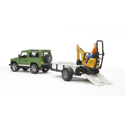 Land Rover Defender with trailer, JCB excavator and man-Bruder Toys Land Rover Defender With Trailer, JCB Excavator And Man-Bruder Toys -The Toy Maven Shop brud02593 2