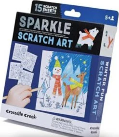 Sparkle Scratch Art - Winter Fun-Crocodile Creek -The Toy Maven Shop croc75362