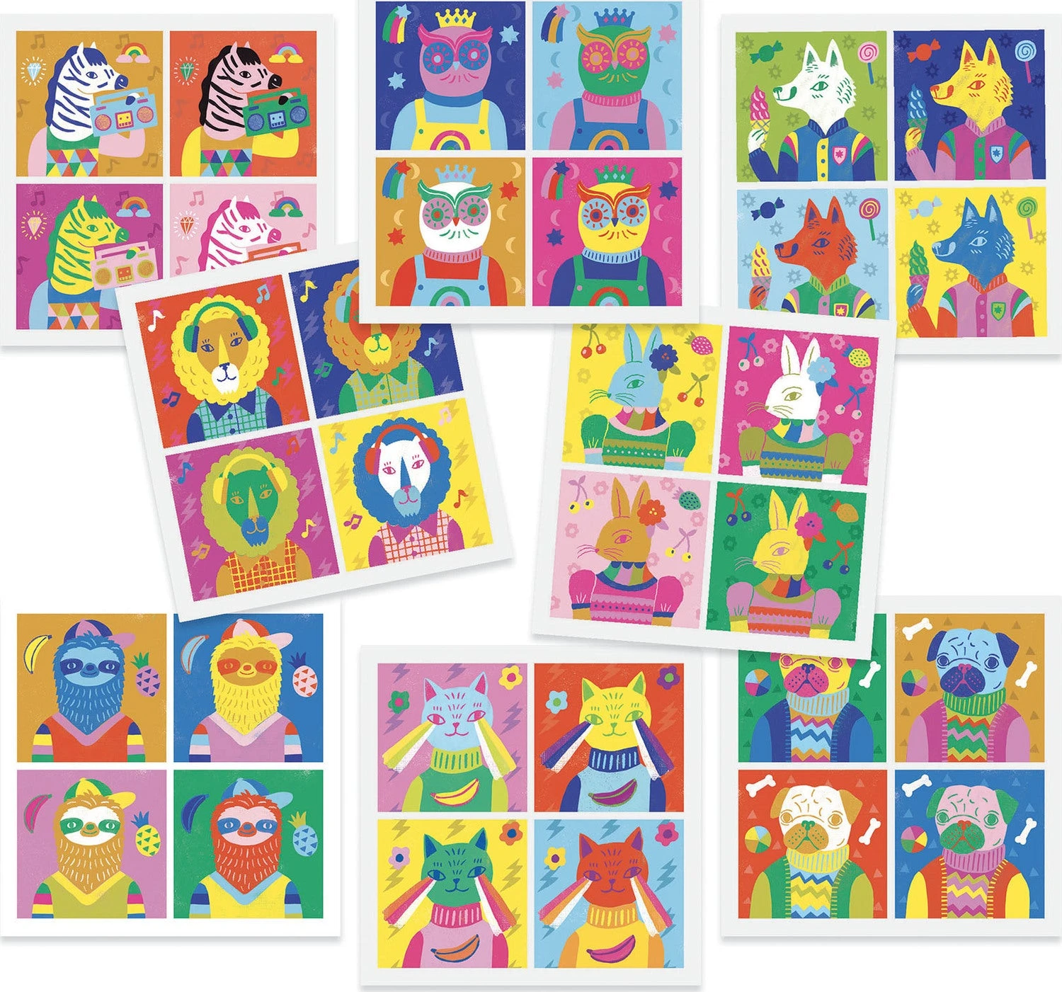 Totally Pop Inspired by Warhol Sticker Collage Art Kit-Djeco Totally Pop Inspired By Warhol Sticker Collage Art Kit-Djeco -The Toy Maven Shop djcodj09371 2