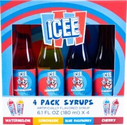 ICEE 4x6.1floz Syrup Watermelon/Lemon/Blue Rasperry/Cherry-Fizz Creations