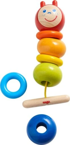 Colorful Caterpillar Wooden Threading Toy-HABA
