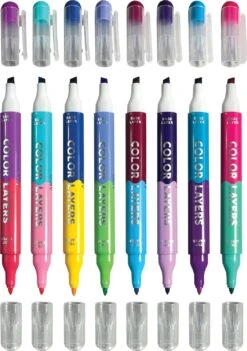 Color Layers Double-Ended Layering Markers (Set Of 8 / 16 Colors)-Ooly (International Arrivals) 5 Color Layers Double-Ended Layering Markers (Set Of 8 / 16 Colors)-Ooly (International Arrivals) -The Toy Maven Shop inar130108 3
