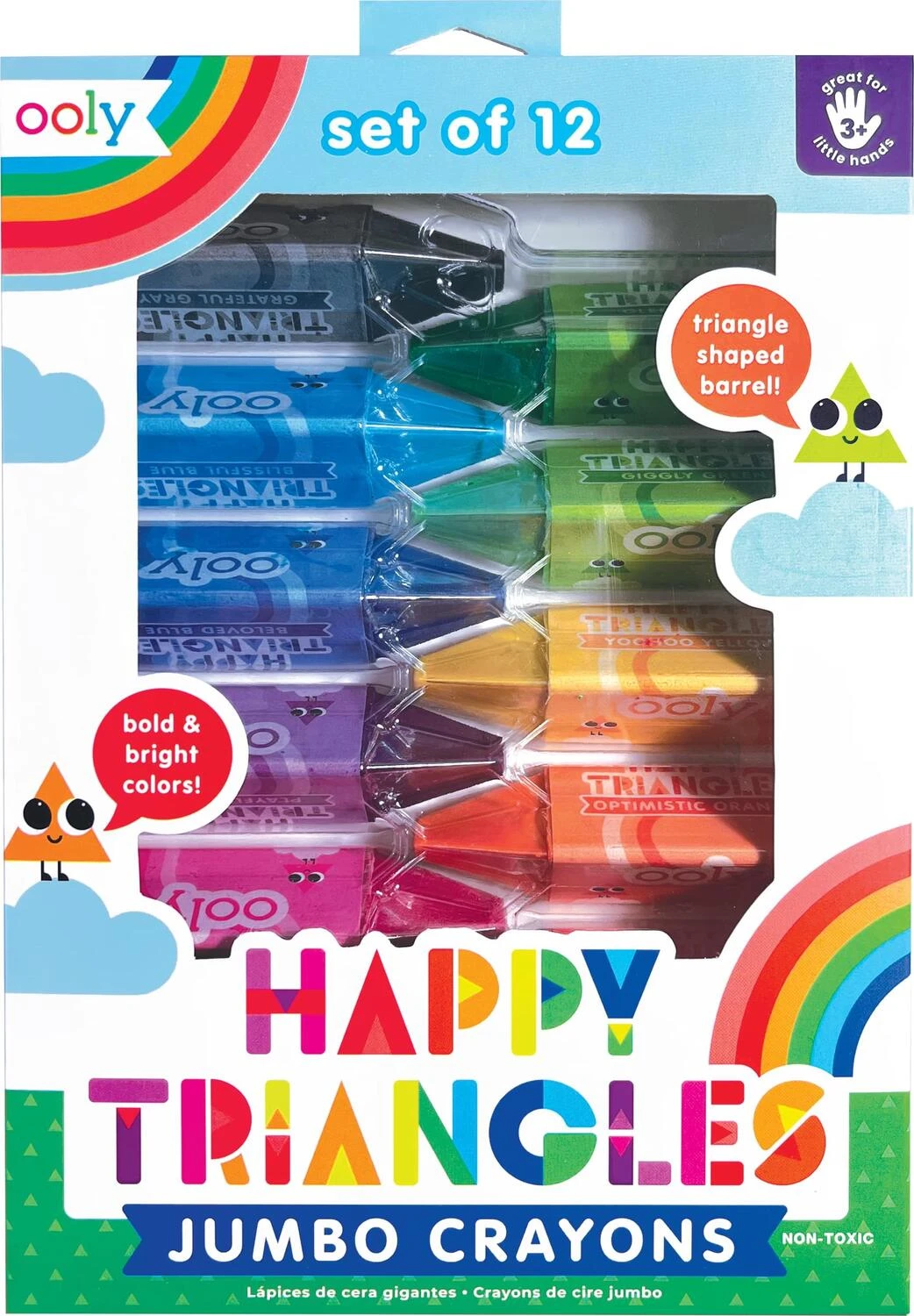 Happy Triangles Jumbo Crayons - Set of 12-Ooly (International Arrivals) Happy Triangles Jumbo Crayons - Set Of 12-Ooly (International Arrivals) -The Toy Maven Shop inar133107