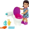 Barbie Small Doll And Accessories, Babysitters Inc. Set With Toilet And 5 Pieces-Barbie -The Toy Maven Shop matlhjy27