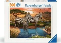 Zebras At The Waterhole (500 Piece Puzzle)-Ravensburger