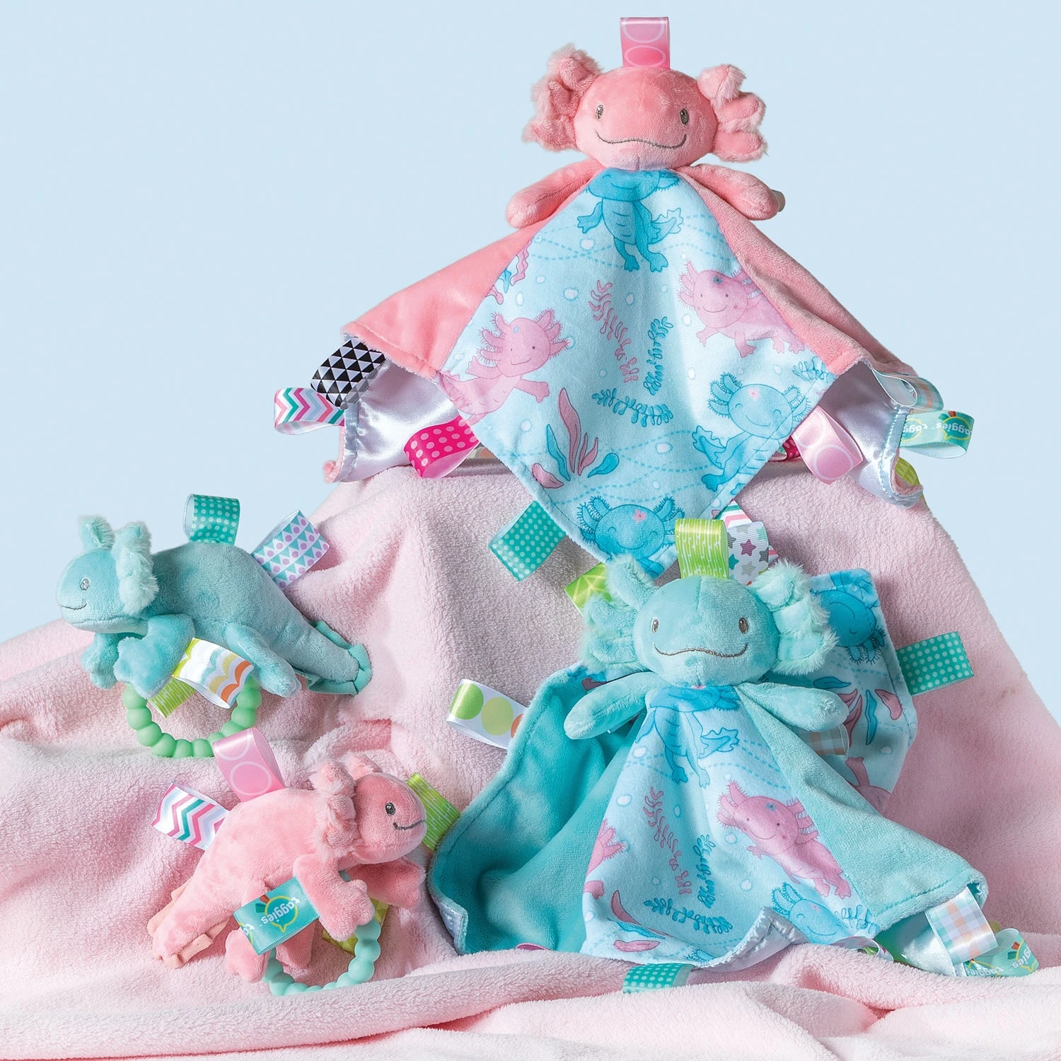 Taggies Lizzy Axolotl Character Blanket Pink-Mary Meyer Stuffed Toys Taggies Lizzy Axolotl Character Blanket Pink-Mary Meyer Stuffed Toys -The Toy Maven Shop tgtg su24 41624 2