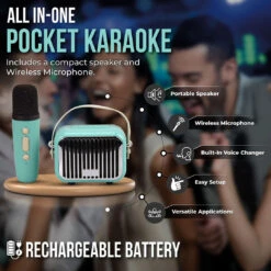 Pocket Karaoke Speaker And Microphone Combo - Teal Edition-TrendTech Wireless Express -The Toy Maven Shop tgtg su24 pkteal 3