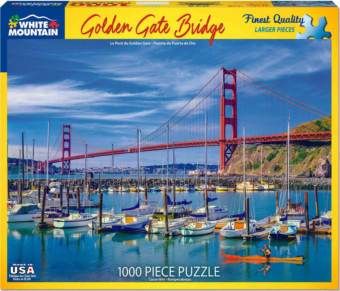 Golden Gate Bridge - 1000 Piece - White Mountain Puzzles-White Mountain Puzzles Golden Gate Bridge - 1000 Piece - White Mountain Puzzles-White Mountain Puzzles -The Toy Maven Shop wmpu1399pz 1