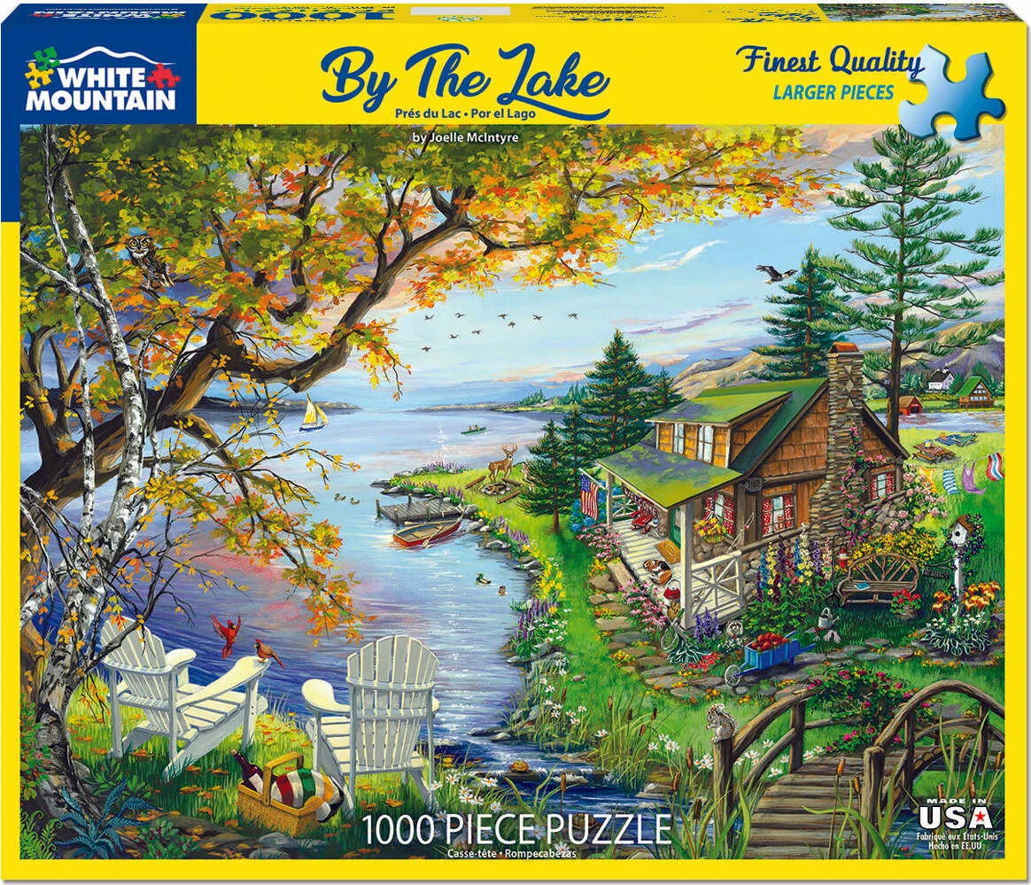 By The Lake - 1000 Piece - White Mountain Puzzles-White Mountain Puzzles By The Lake - 1000 Piece - White Mountain Puzzles-White Mountain Puzzles -The Toy Maven Shop wmpu1520pz 1