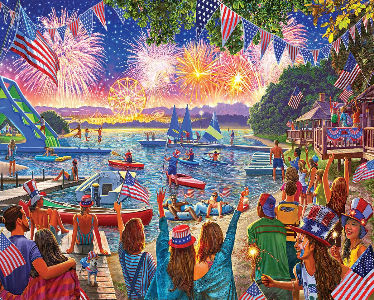 4th Fireworks - 1000 Piece - White Mountain Puzzles-White Mountain Puzzles 4th Fireworks - 1000 Piece - White Mountain Puzzles-White Mountain Puzzles -The Toy Maven Shop wmpu1585pz