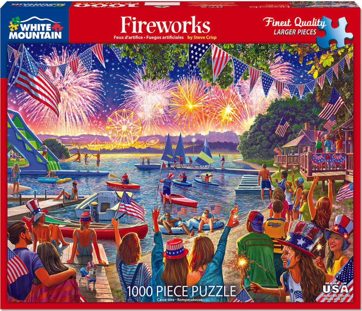 4th Fireworks - 1000 Piece - White Mountain Puzzles-White Mountain Puzzles 4th Fireworks - 1000 Piece - White Mountain Puzzles-White Mountain Puzzles -The Toy Maven Shop wmpu1585pz 1