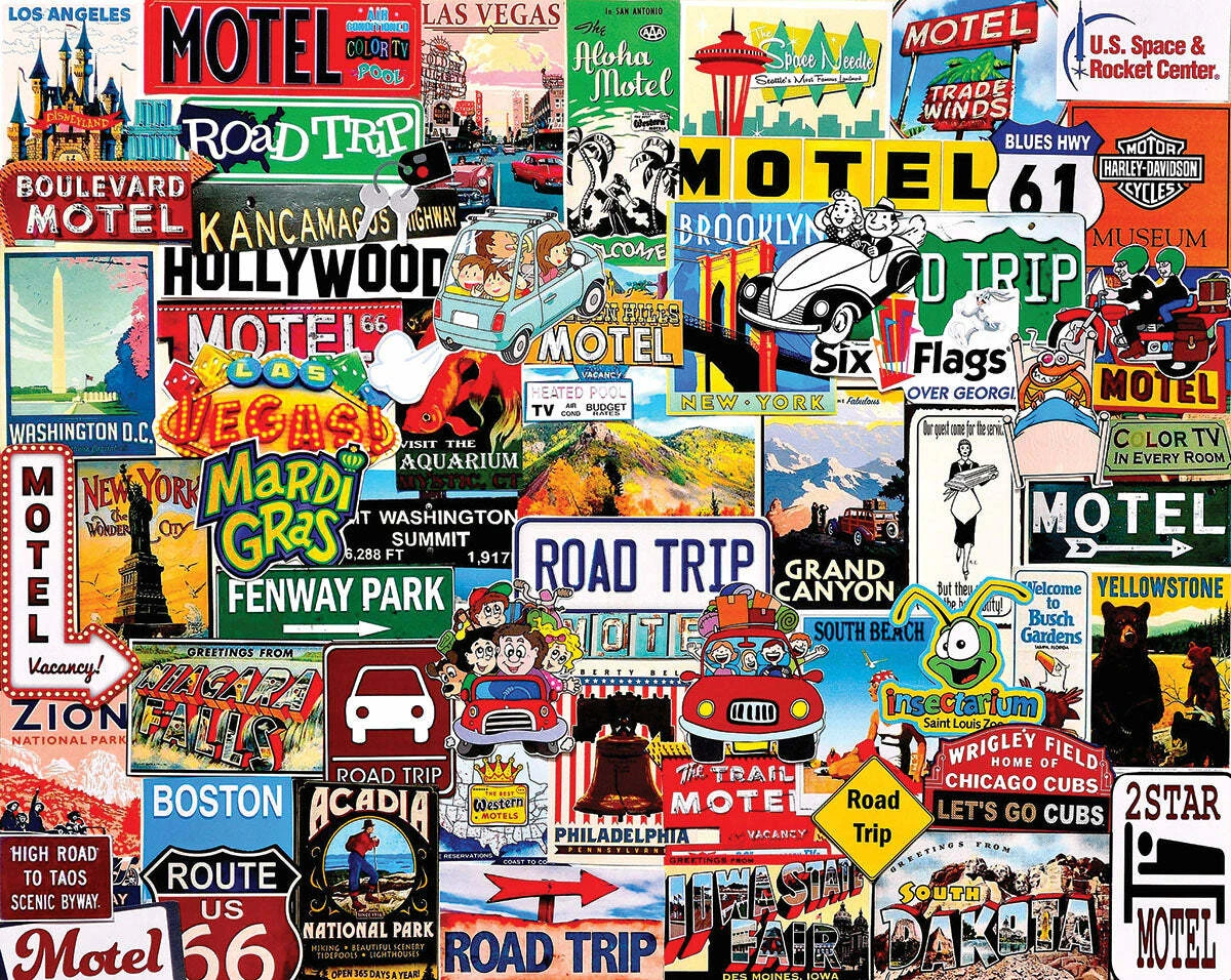 Road Trip - 1000 Piece Jigsaw Puzzle-White Mountain Puzzles Road Trip - 1000 Piece Jigsaw Puzzle-White Mountain Puzzles -The Toy Maven Shop wmpu1665pz