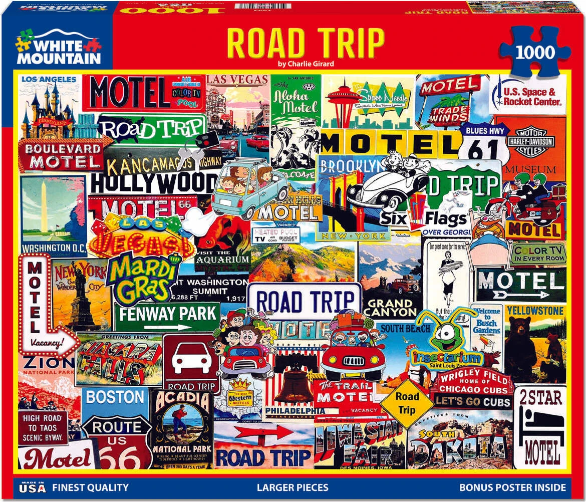 Road Trip - 1000 Piece Jigsaw Puzzle-White Mountain Puzzles Road Trip - 1000 Piece Jigsaw Puzzle-White Mountain Puzzles -The Toy Maven Shop wmpu1665pz 1