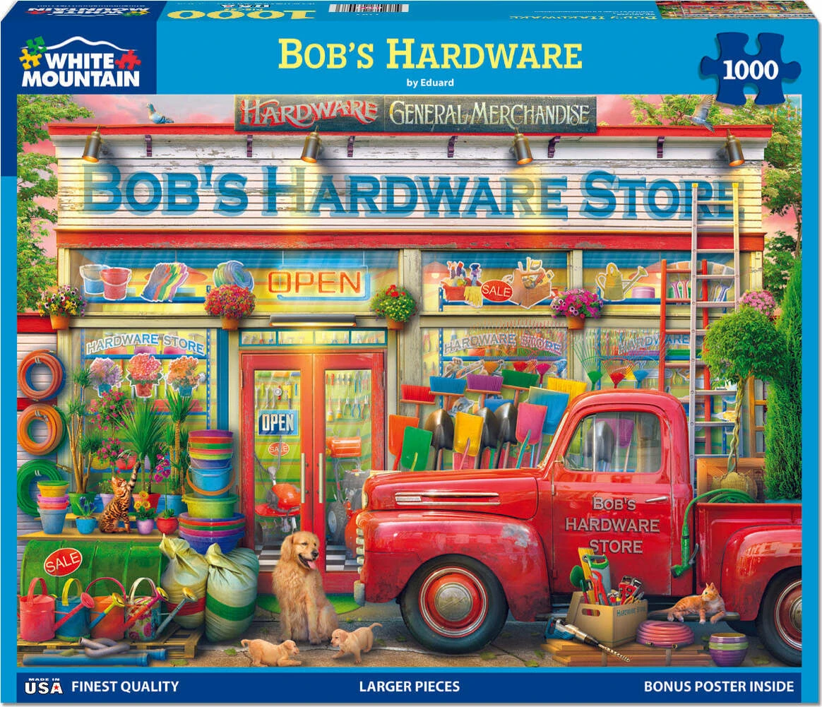 Bob's Hardware - 1000 Piece Jigsaw Puzzle-White Mountain Puzzles Bob's Hardware - 1000 Piece Jigsaw Puzzle-White Mountain Puzzles -The Toy Maven Shop wmpu1742pz 1