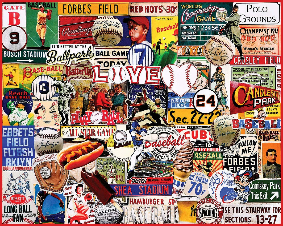 I Love Baseball - 1000 Piece Jigsaw Puzzle-White Mountain Puzzles I Love Baseball - 1000 Piece Jigsaw Puzzle-White Mountain Puzzles -The Toy Maven Shop wmpu1748pz