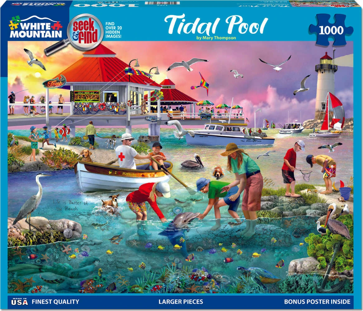 Tidal Pool Seek and Find - 1000 Piece Jigsaw Puzzle-White Mountain Puzzles Tidal Pool Seek And Find - 1000 Piece Jigsaw Puzzle-White Mountain Puzzles -The Toy Maven Shop wmpu1793pz 1