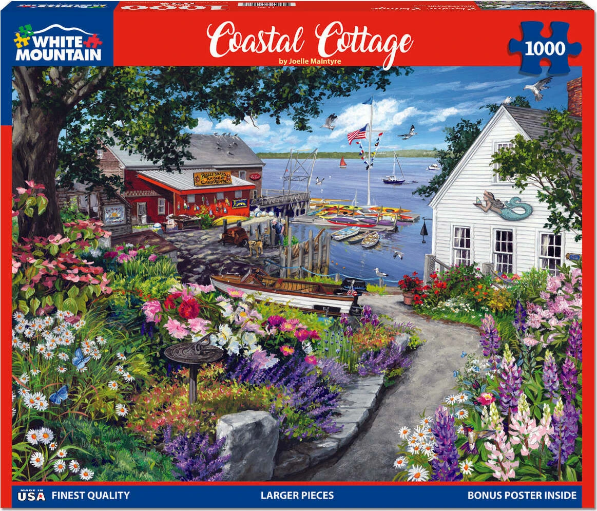 Coastal Cottage - 1000 Piece Jigsaw Puzzle-White Mountain Puzzles Coastal Cottage - 1000 Piece Jigsaw Puzzle-White Mountain Puzzles -The Toy Maven Shop wmpu1798pz 1