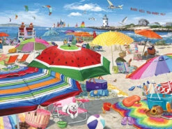 Beach Umbrellas - 500 Piece Jigsaw Puzzle-White Mountain Puzzles