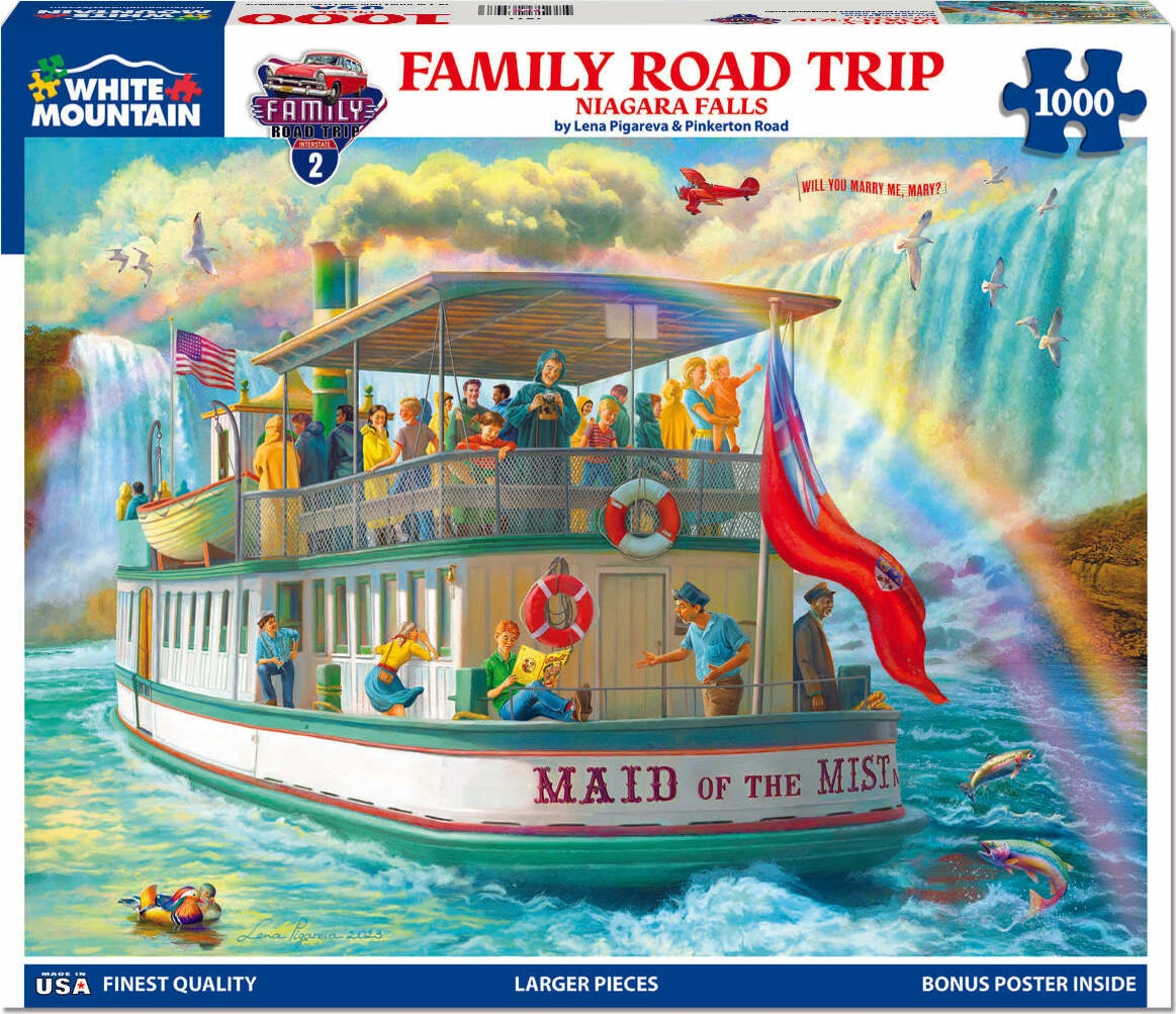 Family Road Trip - Niagara Falls - 1000 Piece Jigsaw Puzzle-White Mountain Puzzles Family Road Trip - Niagara Falls - 1000 Piece Jigsaw Puzzle-White Mountain Puzzles -The Toy Maven Shop wmpu1822pz 1