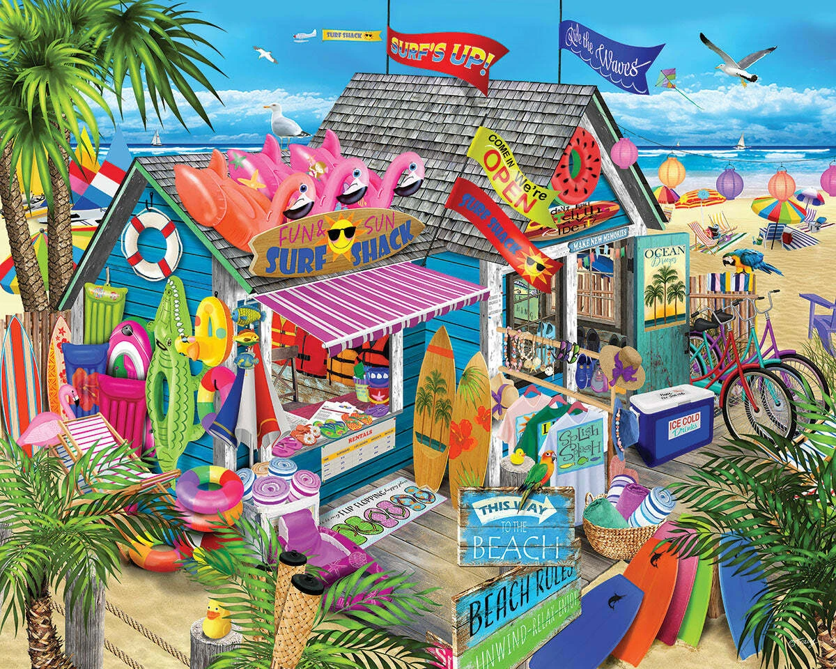 Surf Shack - 1000 Piece Jigsaw Puzzle-White Mountain Puzzles Surf Shack - 1000 Piece Jigsaw Puzzle-White Mountain Puzzles -The Toy Maven Shop wmpu1842pz