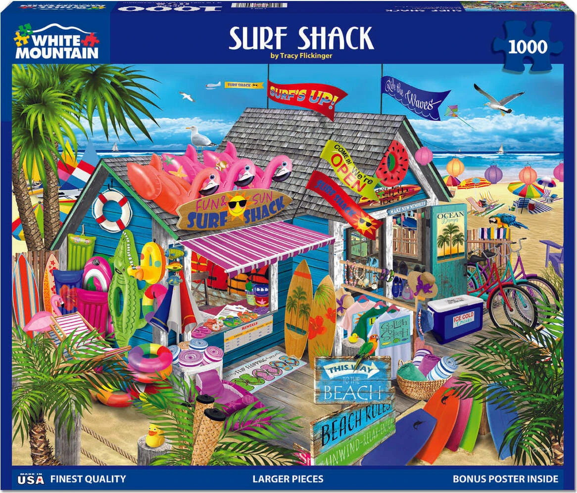 Surf Shack - 1000 Piece Jigsaw Puzzle-White Mountain Puzzles Surf Shack - 1000 Piece Jigsaw Puzzle-White Mountain Puzzles -The Toy Maven Shop wmpu1842pz 1