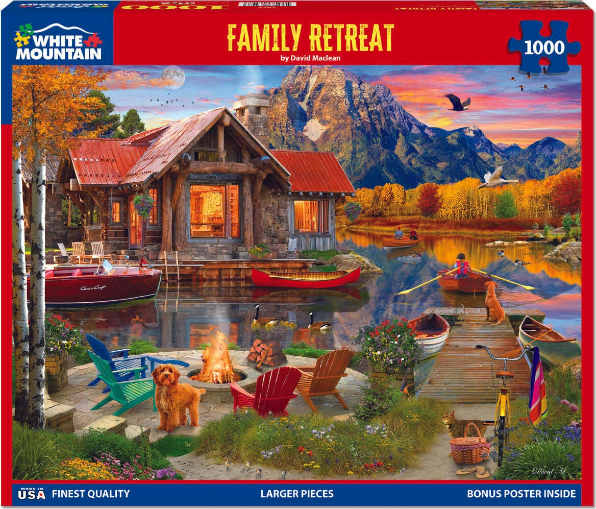 Family Retreat - 1000 Piece Jigsaw Puzzle-White Mountain Puzzles Family Retreat - 1000 Piece Jigsaw Puzzle-White Mountain Puzzles -The Toy Maven Shop wmpu1855pz 1