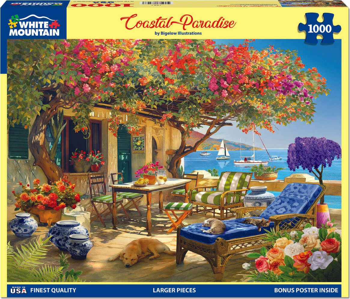 Coastal Paradise - 1000 Piece Jigsaw Puzzle-White Mountain Puzzles Coastal Paradise - 1000 Piece Jigsaw Puzzle-White Mountain Puzzles -The Toy Maven Shop wmpu1861pz 1