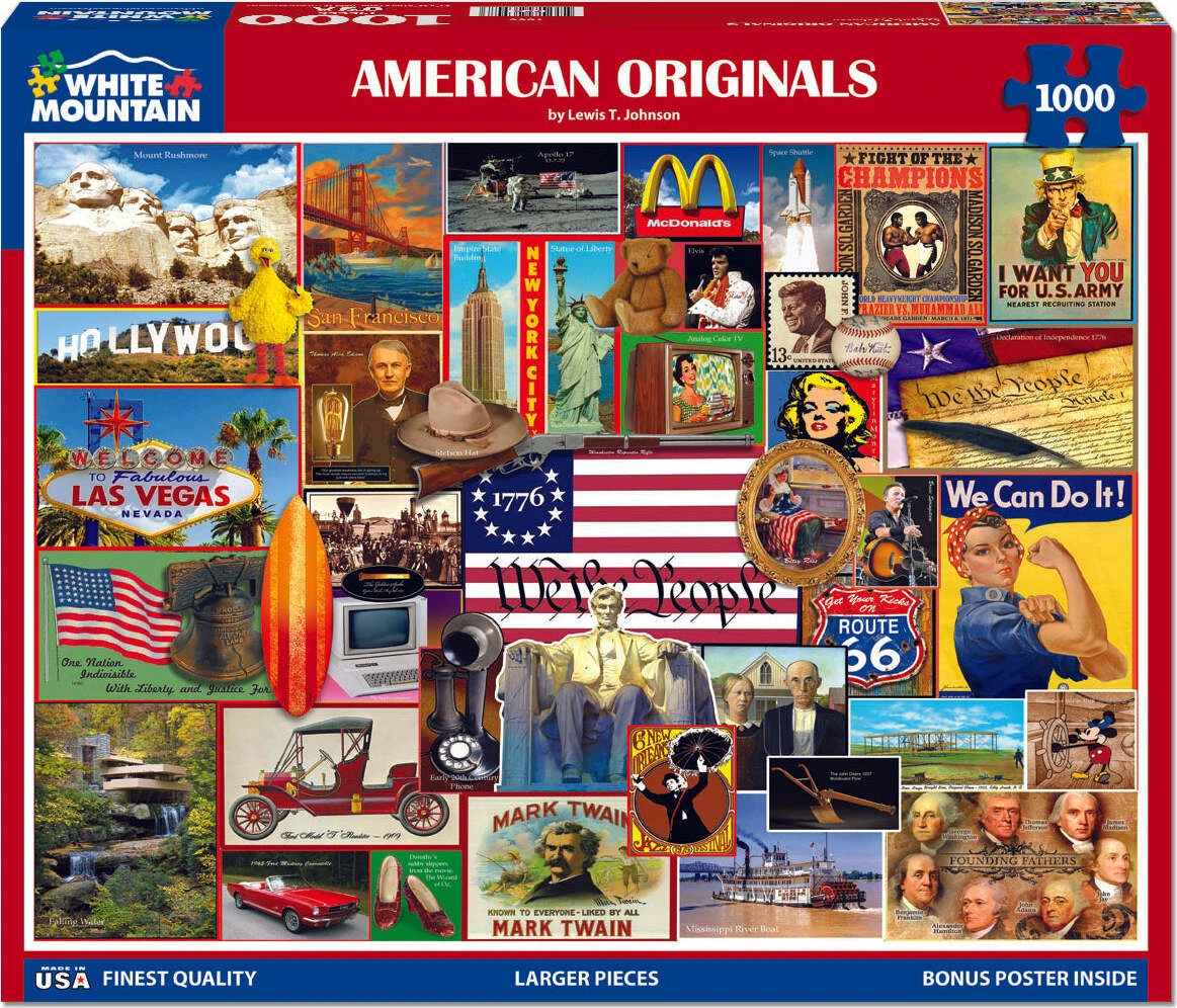 American Originals - 1000 Piece Jigsaw Puzzle-White Mountain Puzzles American Originals - 1000 Piece Jigsaw Puzzle-White Mountain Puzzles -The Toy Maven Shop wmpu1866pz 1